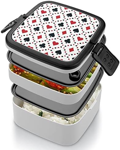 Padrão de poker engraçado tudo em um recipiente de almoço de caixa bento com colher para viagens de trabalho piquenique