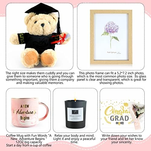 Tevxj Graduation Gift Box para sua cesta de presentes de graduação inclui molduras de fotos de mármore rosa caneca