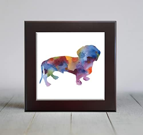 Abstrato dachshund cão aquarela arte decorativa telha