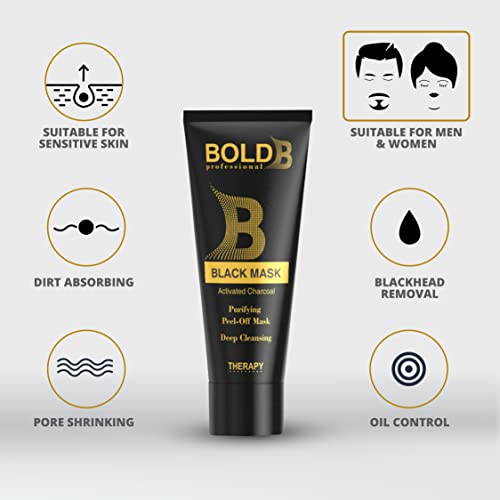 Bold Professional Black Peel Off Mask - Removedor de cabeça preta - Limpeza profunda - Purificação - Carvão ativado 5.07 fl oz