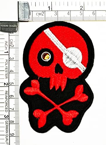 Kleenplus Red Ghost Pirate Skull Cross Cross Patch Patch Farton Crianças Crianças Ferro de Ferro Em Patch Appliques