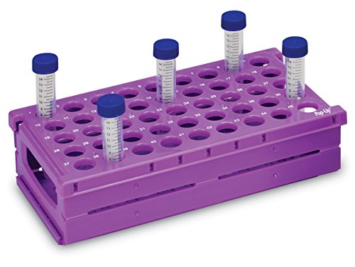 Heathrow Scientific Hea24318 Pop-up roxo de polipropileno rack, 255 mm de comprimento x 137 mm de largura x 72 mm de altura, 45