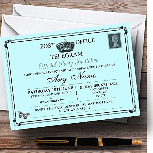 Telegrama vintage Elegante Aqua Aqua Personalizado Party Party Convites