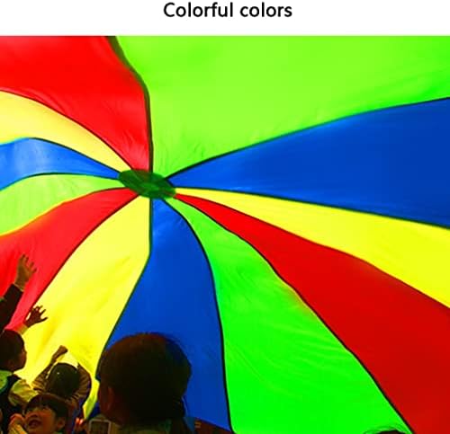 LRPJ Kids Parachute com alças, pára -quedas multicoloridas para crianças, para jogos em ambientes externos, exercícios