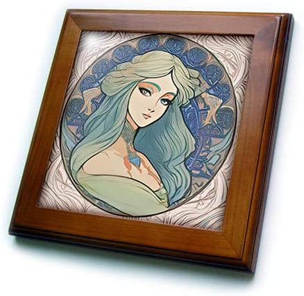 3drose Art Nouveau Mulher. A linda deusa elegante olha para você chique. - ladrilhos emoldurados