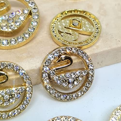 Botões de metal redondos de shinestone de 20/23mm de ouro de roupas de decoração de cisne de cisne acessórios de costura