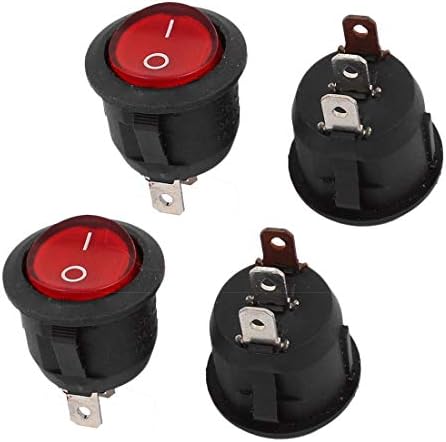 Aexit 4 PCS Produtos de rede 125VAC 10A 250VAC 6A SPST W Red Indicator Light Switches Rocker Switch