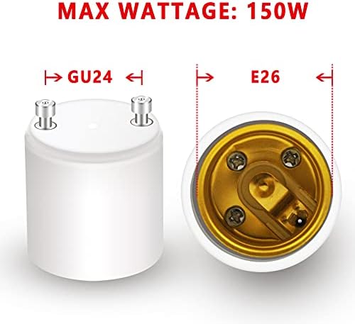 Adaptador Zepelffy GU24, GU24 a E26 E27 Adaptador de 2 pinos Converter Light Socket 2 pacotes