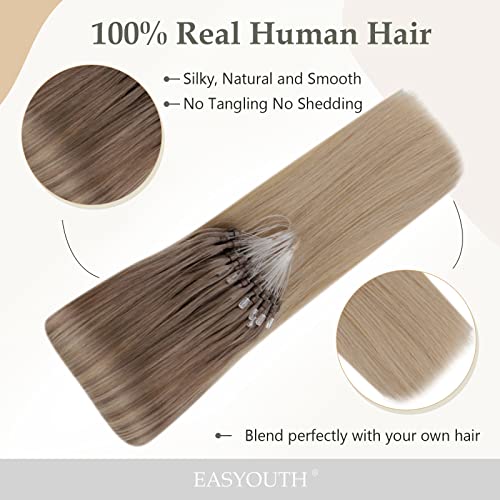 【Salvar mais】 Easyouth Clipe em Extensões de Cabelo Cabelo Humano Real e Micro Ring Hair Extensions 10 14 20+20 polegadas