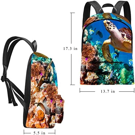 Mochila adulta unissex vbfofbv com trabalho de viagem, peixe tropical de coral de tartaruga