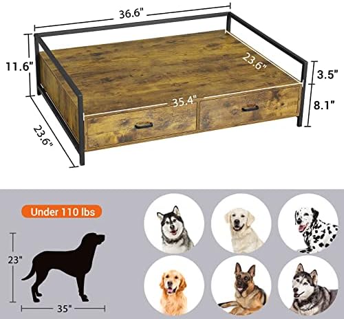 Miscak elevou Camas de cães, cadeira de sofá de gatos com gaveta, placa mdf e mobiliário de cachorro de moldura de metal estilo moderno