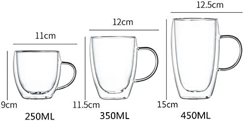 Canecas de café expresso de vidro de 2 embalagem, xícaras de café com vidro isoladas de parede dupla, canecas de café