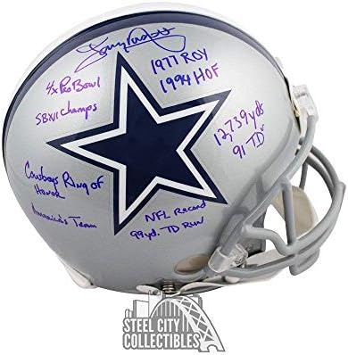 Tony Dorsett Cowboys autografados Proline capacete de futebol de tamanho completo JSA 9 Inscripts - Capacetes NFL autografados