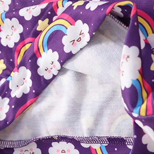 Nubeehoho meninas moletons moletons fofos Rainbow Unicorn Pattern Casual Pullover Ruffle Crewneck de manga comprida roupas