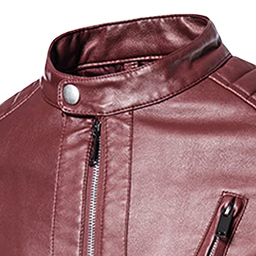 Maiyifu-gj Men Homem Faux Leather Bicker Jacket Classic PU Conte de couro Full Zip Jackets Lightweight Vintage Outwear