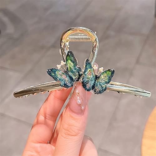 Walnuta Green Butterfly Grasp Clip Hair Clip pingente feminino grande clipe de tubarão antigo cocar