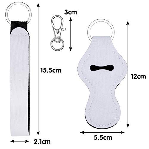 SUBlimação em branco Chapstick Holder Keychains, 10 pares Casos de proteção contra o lipstick de neoprene com cordão