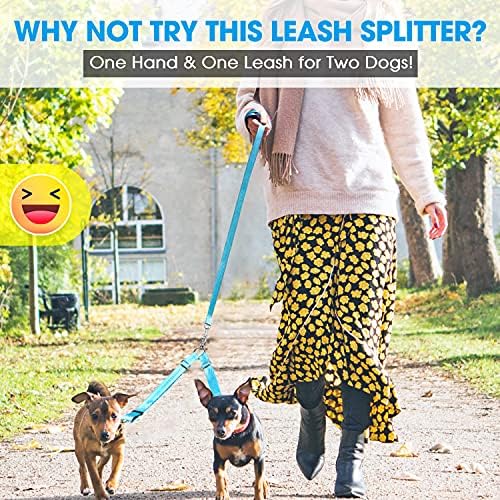 Baapet Double Dog Leash Splitter, emaranhado Couplador de trela dupla de cachorro duplo, dois cães de caminhada e treinamento para
