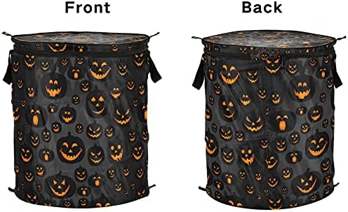 Halloween Jack Lantern Pumpkin Pop Up Laundry Horty com tampa de cesta de armazenamento dobrável Bolsa de roupa dobrável