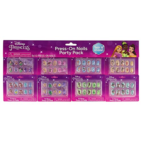 Prove a beleza Princesa Disney Party Faux-Nail Set para crianças, conjunto de unhas de lágrimas e compartilhamentos,