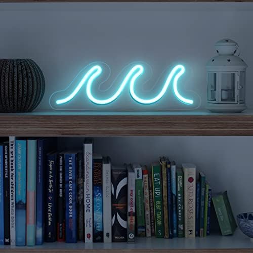 Sinal de néon de onda para o quarto, letras de néon LED para decoração de parede, ligra de parede de neon azul -gelo para meninos decoração do quarto dos meninos, luzes noturnas usb para sala de estar, bar, festa de casamento