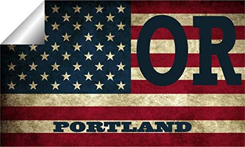 Portland ou Oregon Multnomah County Vintage Us Flag Decal -Bumper Sticker 3M Vinil 3 x 5
