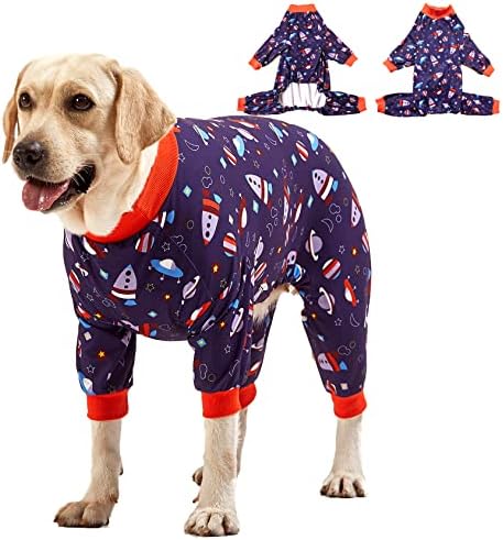 Lovinpet Pullover Pitbull Pajama PJS - Pijamas de pulôver leves, PJs de cachorro de cobertura completa, estampa de