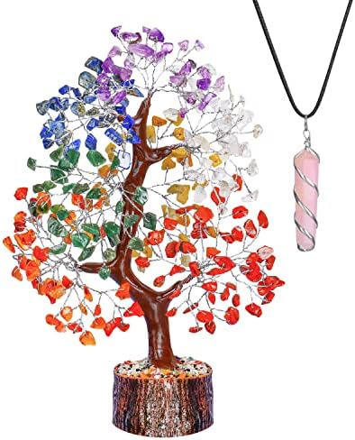 Árvore da vida, árvore de cristal para energia positiva, acessórios de meditação, pingente de quartzo rosa, boa sorte, pingente