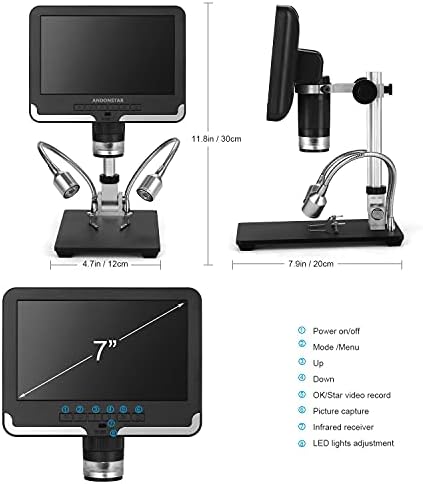 Andonstar Black Corlor LCD LCD 1080p Placa de circuito Digital Microscope AD206 Com Zoom de ampliação de 200x para reparo