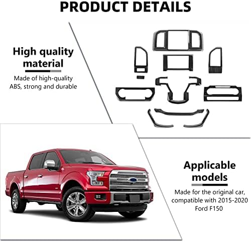 Razpoy para F150 Kit de acabamento interno, 11pcs Center Console Dashboard Trim & Volhe de direção Torneira e navegação Tampa compatível