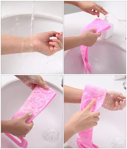 Hometu Silicone Back Screwber for Shower - Handle Woder Washer - Esfoliendo textura Scrubing Pad roxo 1pc