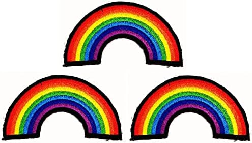 Kleenplus 3pcs. Arco -íris após chuva desenho animado de ferro bordado em costura em crachá para jeans jaquetas chapéus mochilas