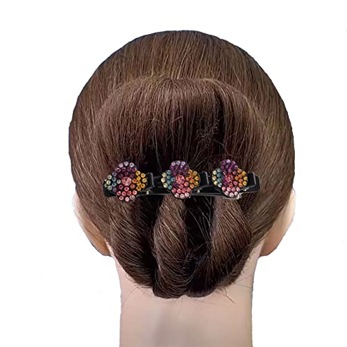 8pcs Sparkling Crystal Stone trançada, Clipes de cabelo acessórios para mulheres meninas, strass clipe de cabelo de flor, pérola