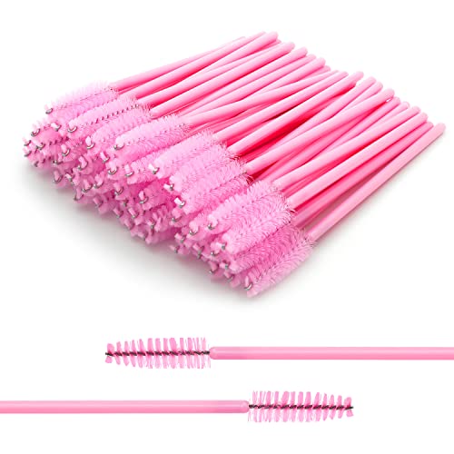 Escova de cílios rosa 200pcs, escovas de rímel de cílios descartáveis ​​variam de varas de sobrancelhas para o cílio de limpeza