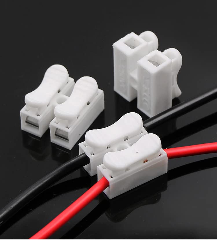 Conectores de fio de 2 pinos Beeiee, 100pcs, conector rápido do fio do terminal para conectar o fio de luz da tira de fio de