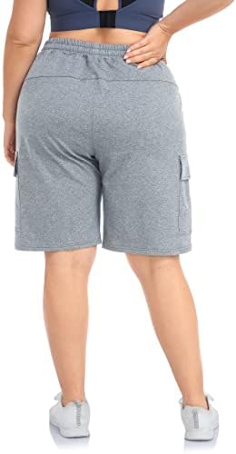 Zerdocococean feminino de tamanho grande sworts de suor ativo treino de verão caminhando shorts atléticos com bolsos