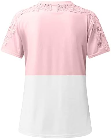 Tampas casuais casuais de verão para mulheres 2023 Manga curta T-shirts de ombro frio Crepinho Blusa de crochê de renda do pescoço