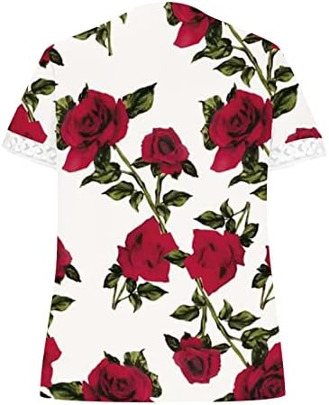 Mulheres Caminhadas de manga curta 2023 Lace algodão / pescoço Floral Blouse Blouse Blouse para meninas outono verão rk rk