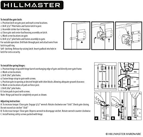 Kit de trava de portão de serviço pesado de hillmaster para cerca de madeira de vinil, 1 pacote de trava de portão de bloqueio