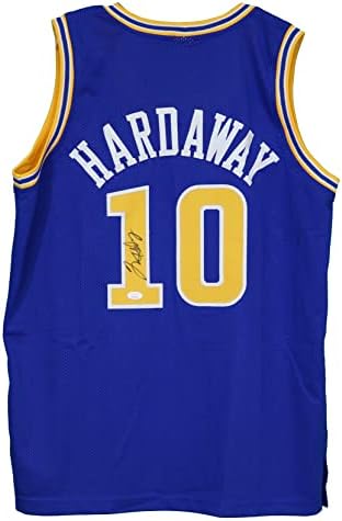 Tim Hardaway Golden State Warriors assinou autografado azul #10 Jersey Custom JSA testemunhou COA