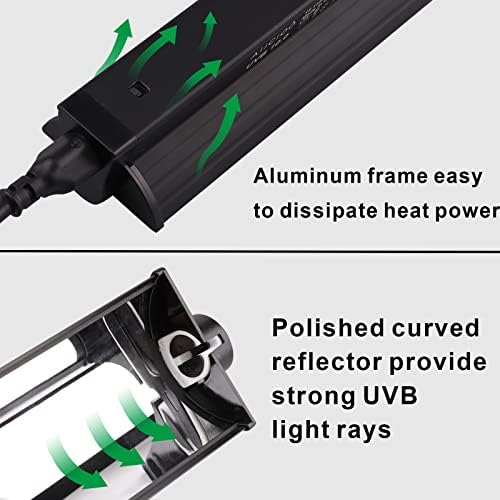 Aiicioo T5 UVB Lighting Combo Kit 24W - luminária de répteis UVB T5 e lâmpada T5 5.0 UVB