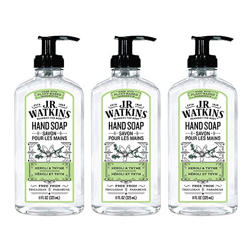 J.R. Watkins Gel Hand Soop, lavagem líquida de mão perfumada para banheiro ou cozinha, EUA Made e Cruelty Free, 11 fl oz,