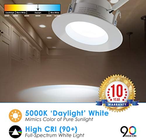 Quest LED 4 Downlight 10W, 120V, 665 Lumens, CRI> 90, Dimmable, ETL listado, Título 24, Compatível com JA-8 e listado Ul;