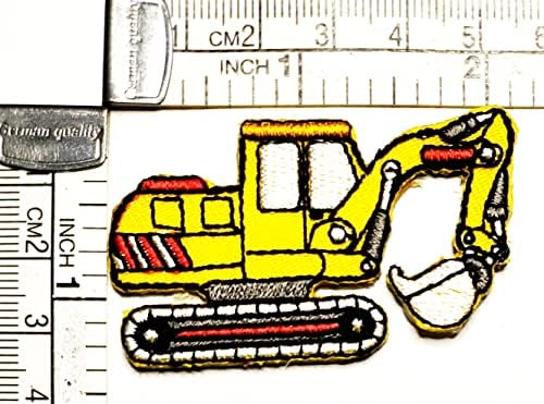Kleenplus 3pcs. Mini Backhoe Excavator de carros amarelo Patches adesivos veículos artísticos Cartoon Patch signo símbolo