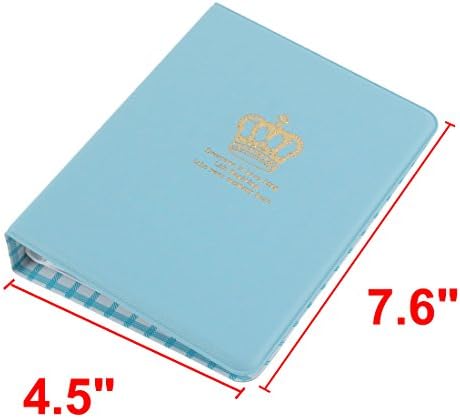 Ruilogod Crown Pattern Padrão Faux Leather Travel Wedding Memories Foto Picture Card Album Light Blue (ID: 104 B22 DC0 82B