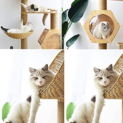 Condomínio de árvore de gatos haieshop arranhando pós -gato torre de madeira maciça de madeira sisal cinto ninho