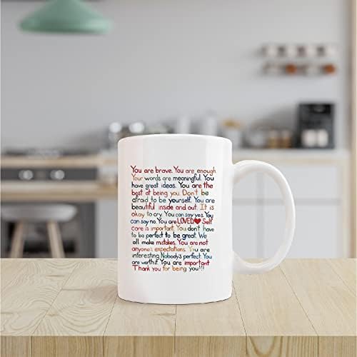 Kunlisa Inspirational Girl Cote Caçando Copo, você é corajoso, você é o suficiente para caneca de cerâmica-11oz de caneca de chá