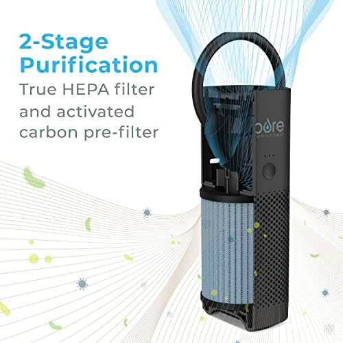Pure Enrichment® PureZone ™ Mini Purificador de ar portátil - O filtro HEPA sem fio true limpa o ar e elimina 99,97% de poeira,