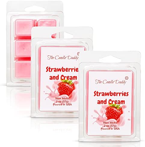 The Candle Daddy - Strawberries & Cream - Sweet Strawberry com Creme perfumado Melt - Cubos de cera de perfume máximo/derretimentos