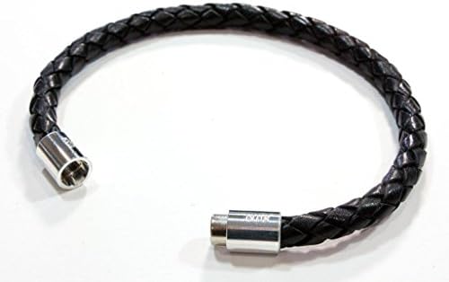 Pulseira de terapia com couro trançado mag - 6mm preto